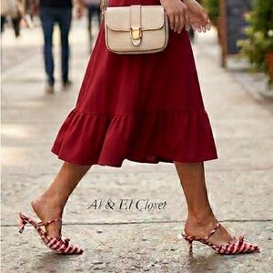 Wild Fable Red Gingham Pointed Toe Mules Size 9 Bow Kitten Heel New With Tags